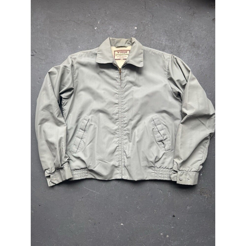 Vintage 50s McGregor Antifreeze Nylon Bomber Jacket Gray